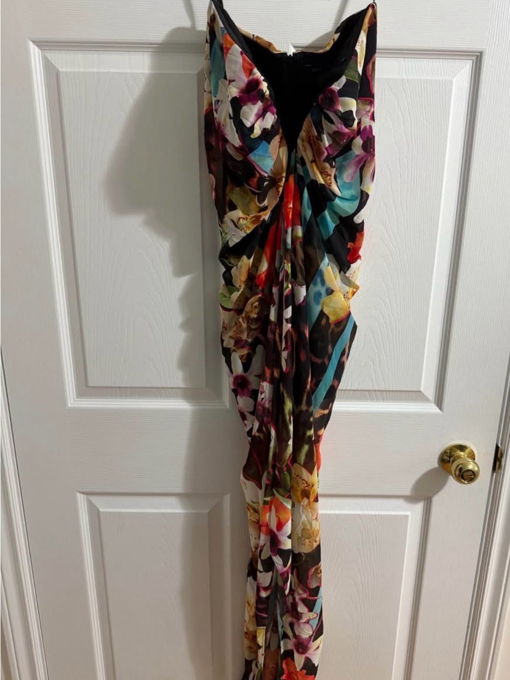 Marciano Floral Swim Cover-Up Dress in Black with Multicolor Floral Print